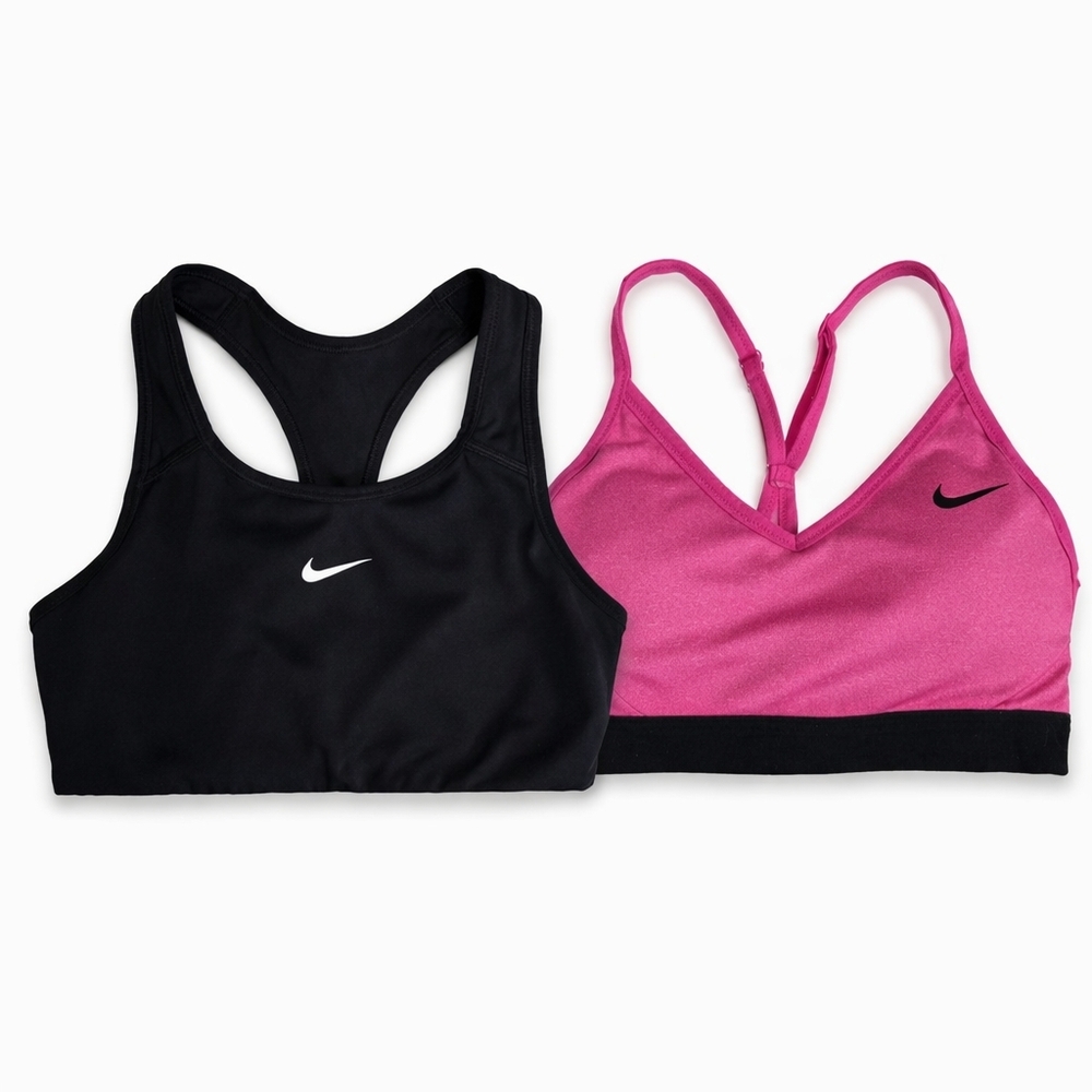Nike Dri-FIT Sports Bra Bundle XS Black Pink Racerback Athletic 2-Pack